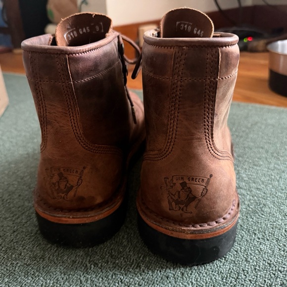Jim Green Men's Brown Leather Boots Frog Grip Sole - Picture 4 of 5